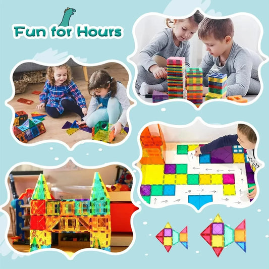 🧲 120PCS Magnetic Tiles – Creative Building Blocks for Kids