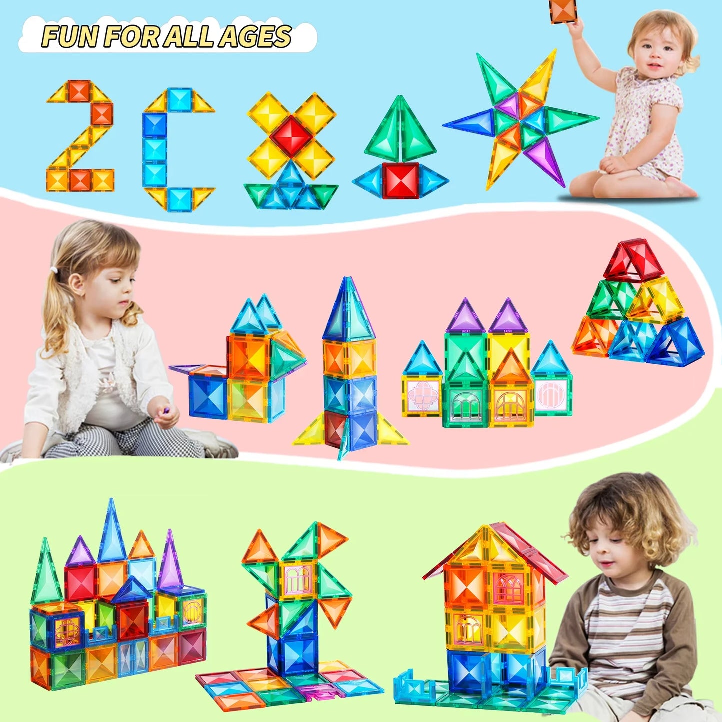 🎨 Large Color Window Magnetic Blocks – 88/108 PCS Set