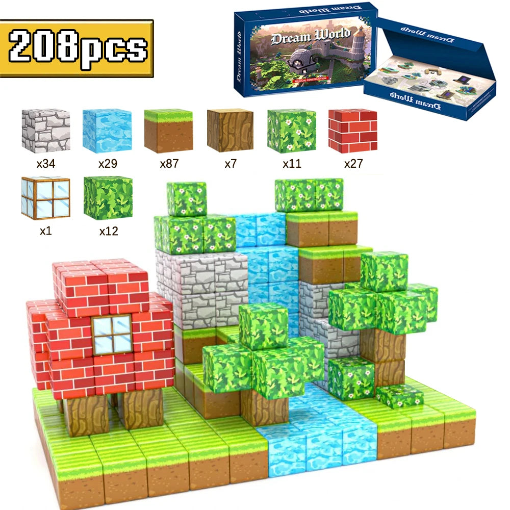 🧩 Magnetic Building Blocks - 208 PCS Forest World Set