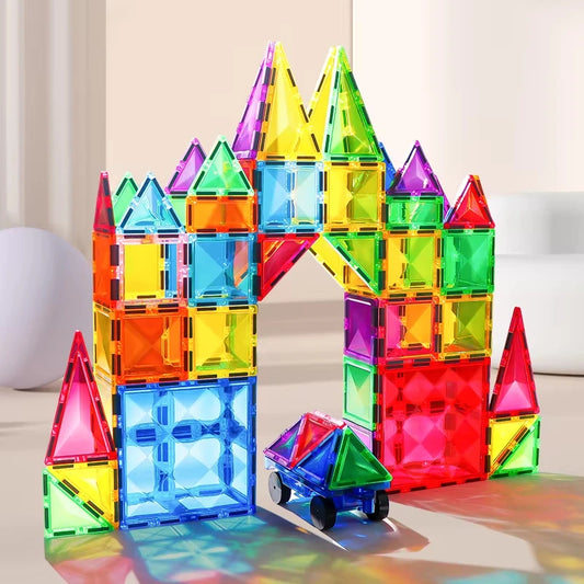 🧲 120PCS Magnetic Tiles – Creative Building Blocks for Kids